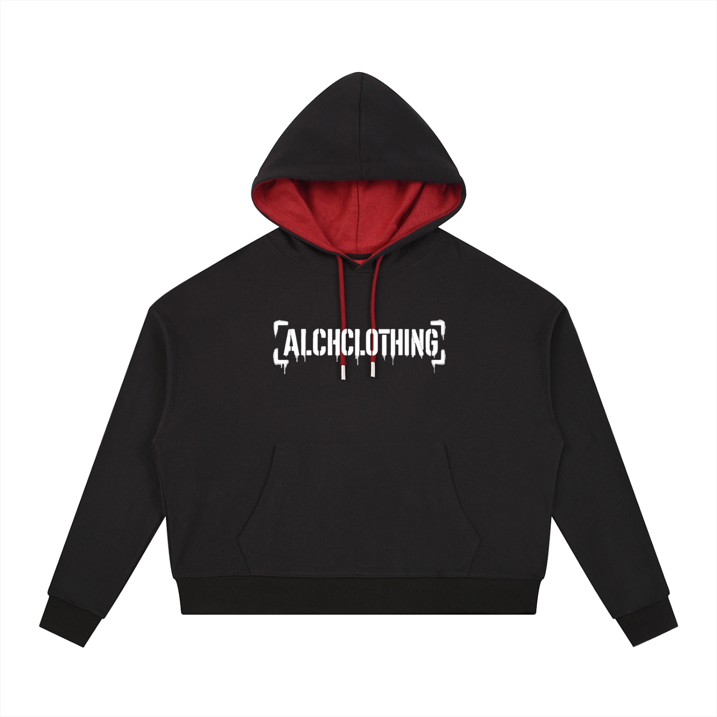 Contrast Drawstring Hoodie Black