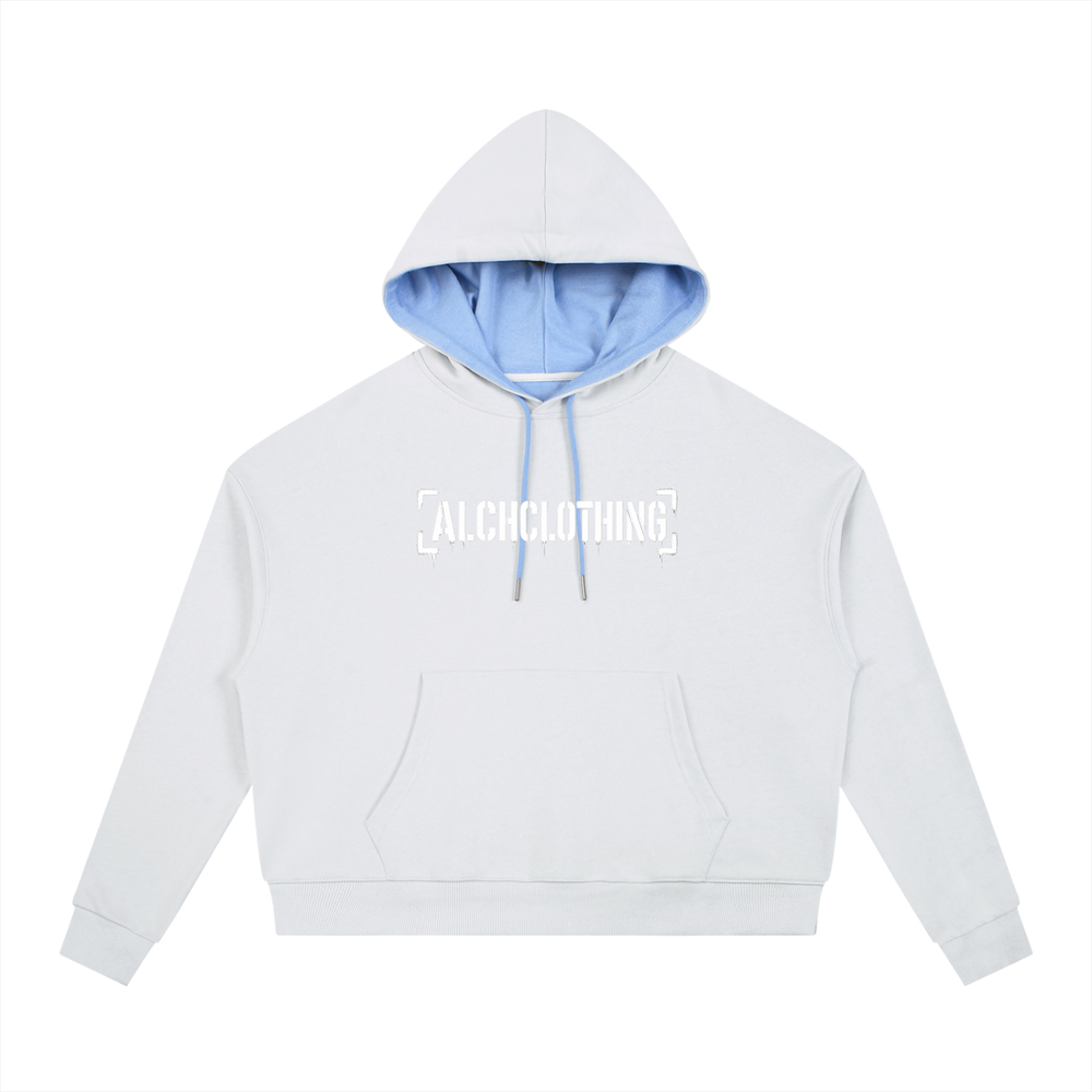 Contrast Drawstring Hoodie White
