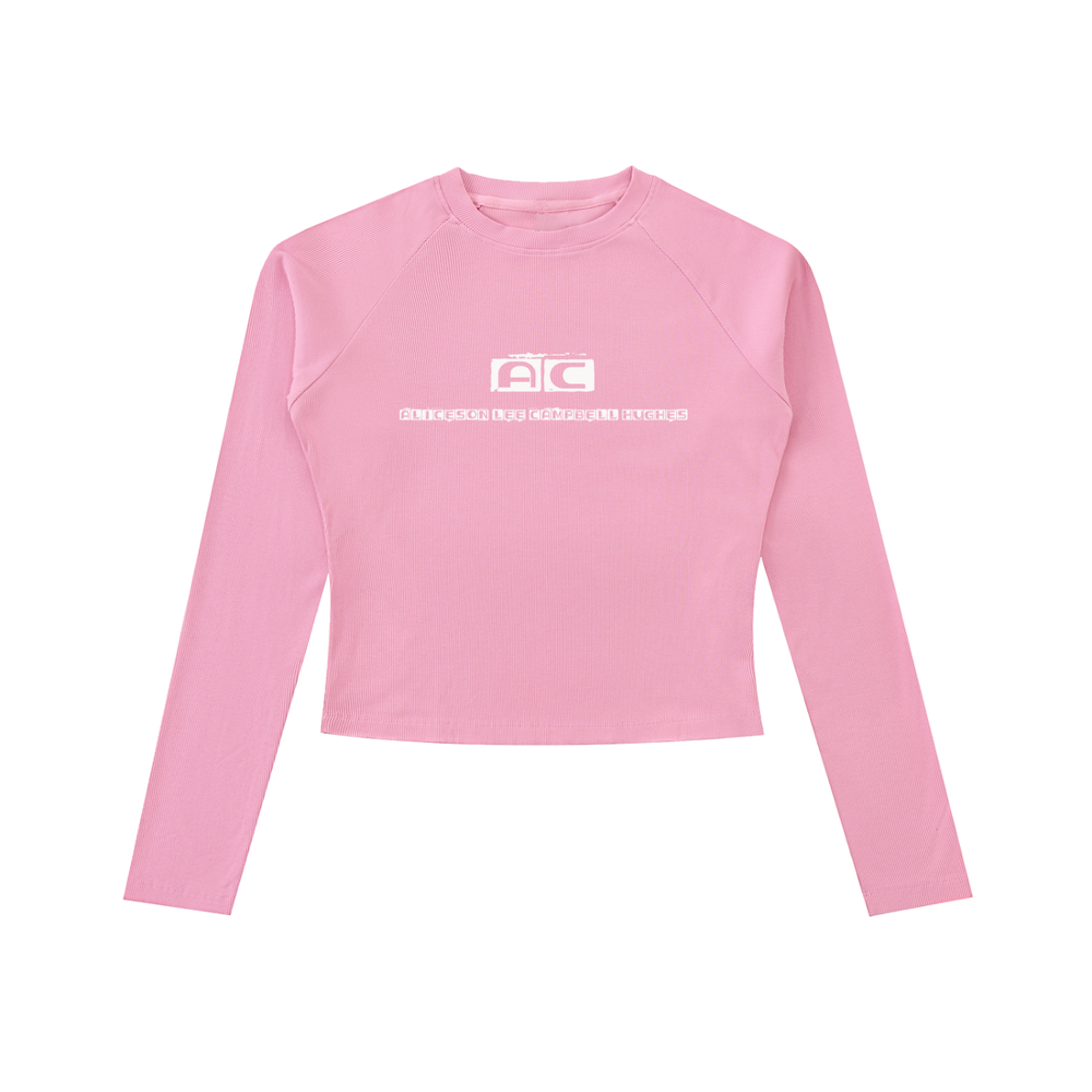 Dyed Washed Raglan Long Sleeve Slim T-Shirt Rose Pink