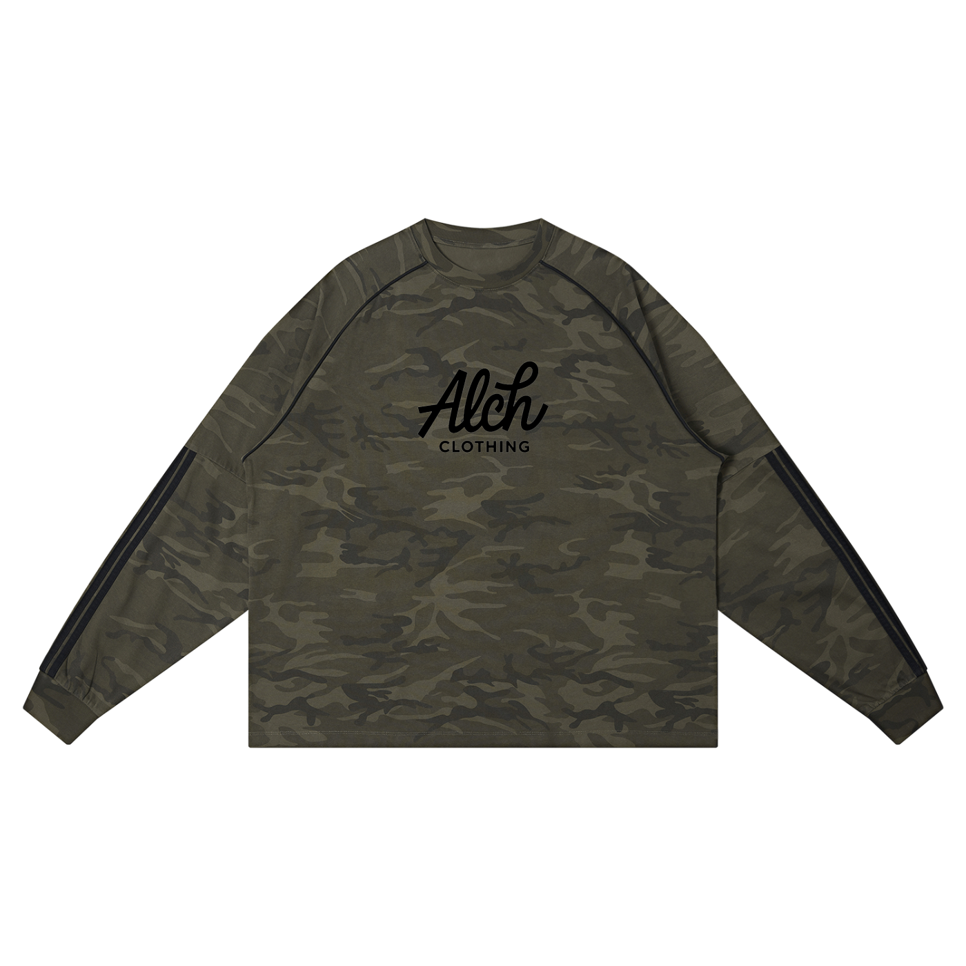 Unisex Camo Loose Long Sleeve T-Shirt Army Green Camo