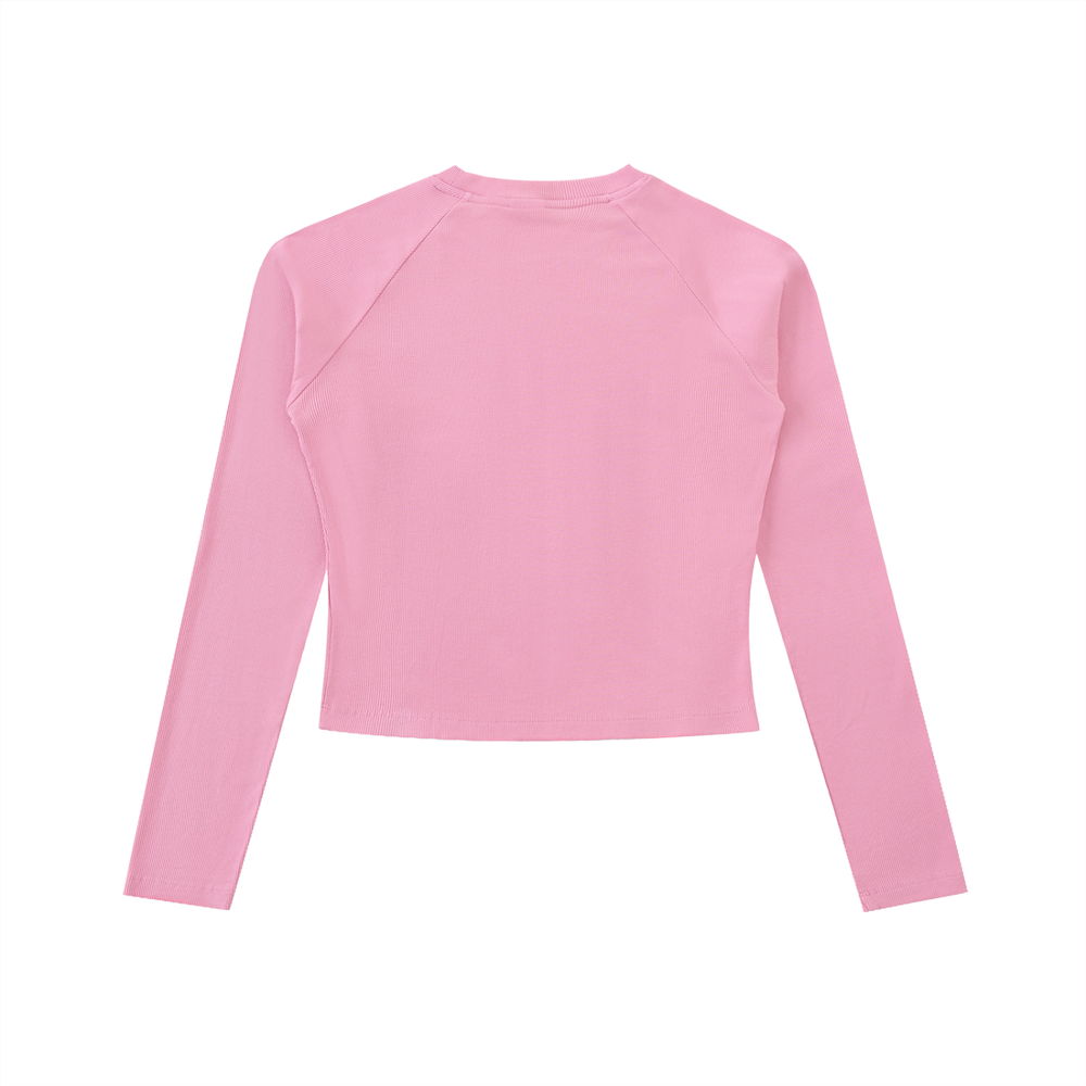 Dyed Washed Raglan Long Sleeve Slim T-Shirt