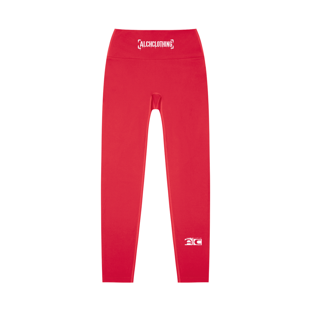 High-Waisted Yoga Leggings Red