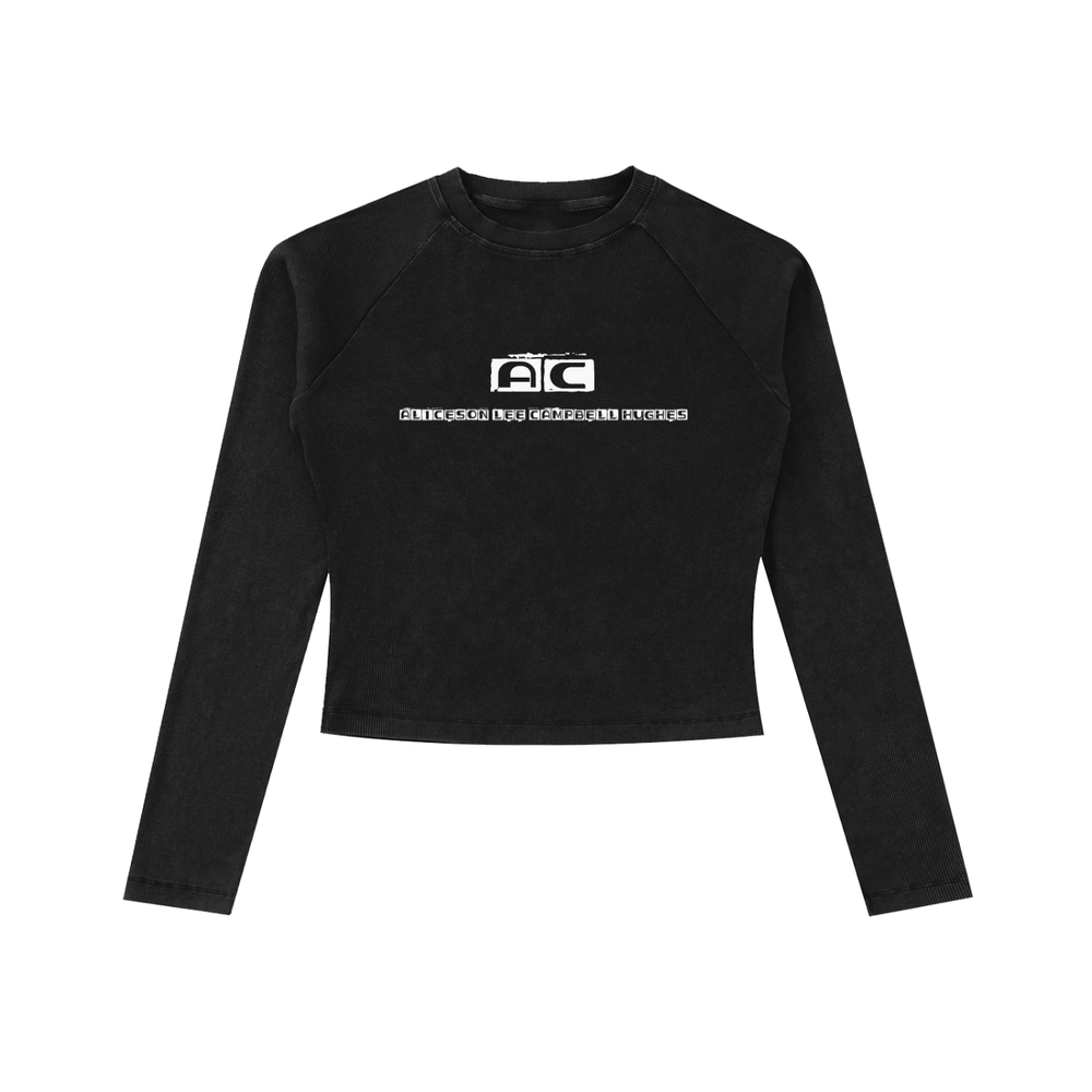 Dyed Washed Raglan Long Sleeve Slim T-Shirt Washed Black