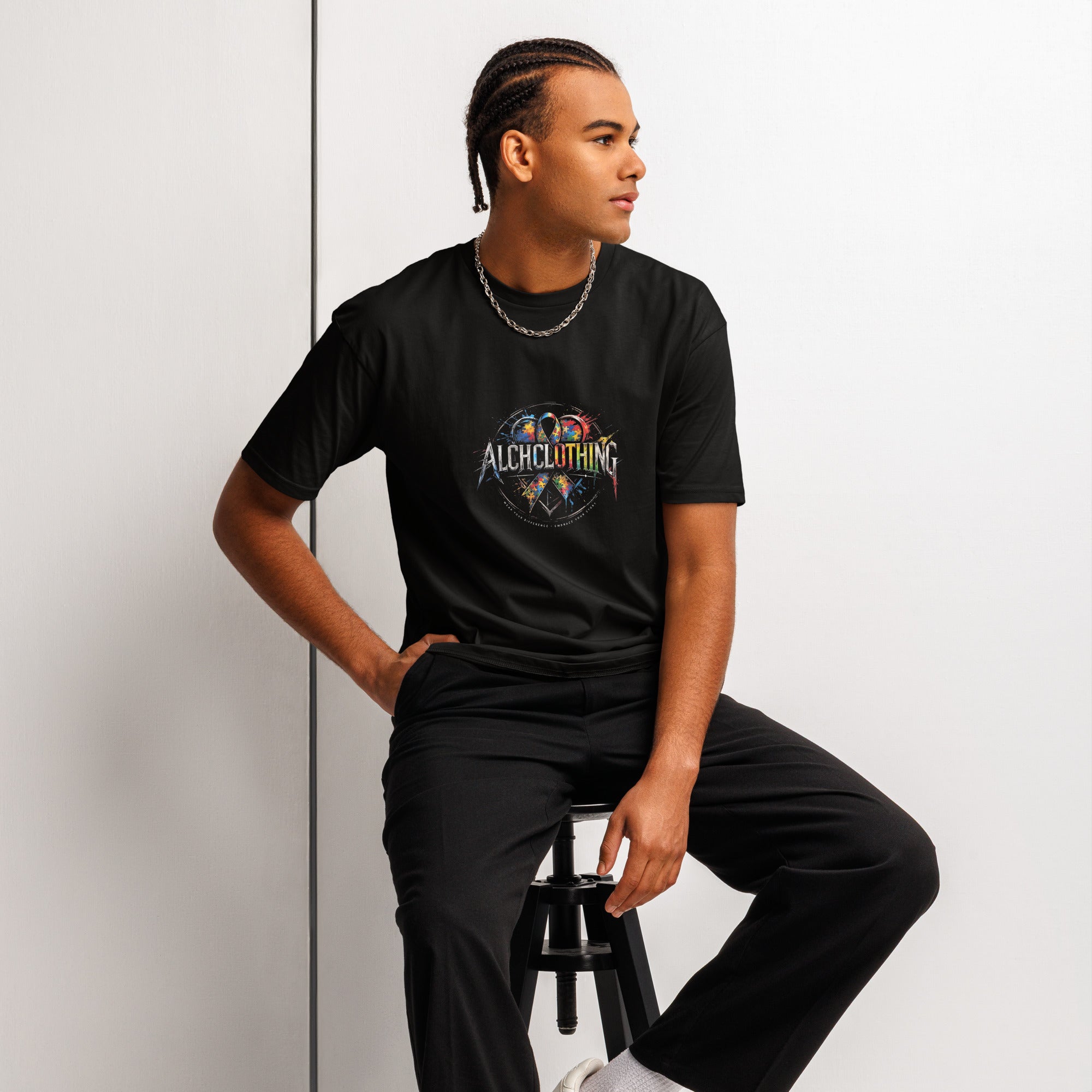 ALCHCLOTHING Cotton Heritage MC1082 I Men's Premium Short Sleeve Tee Black