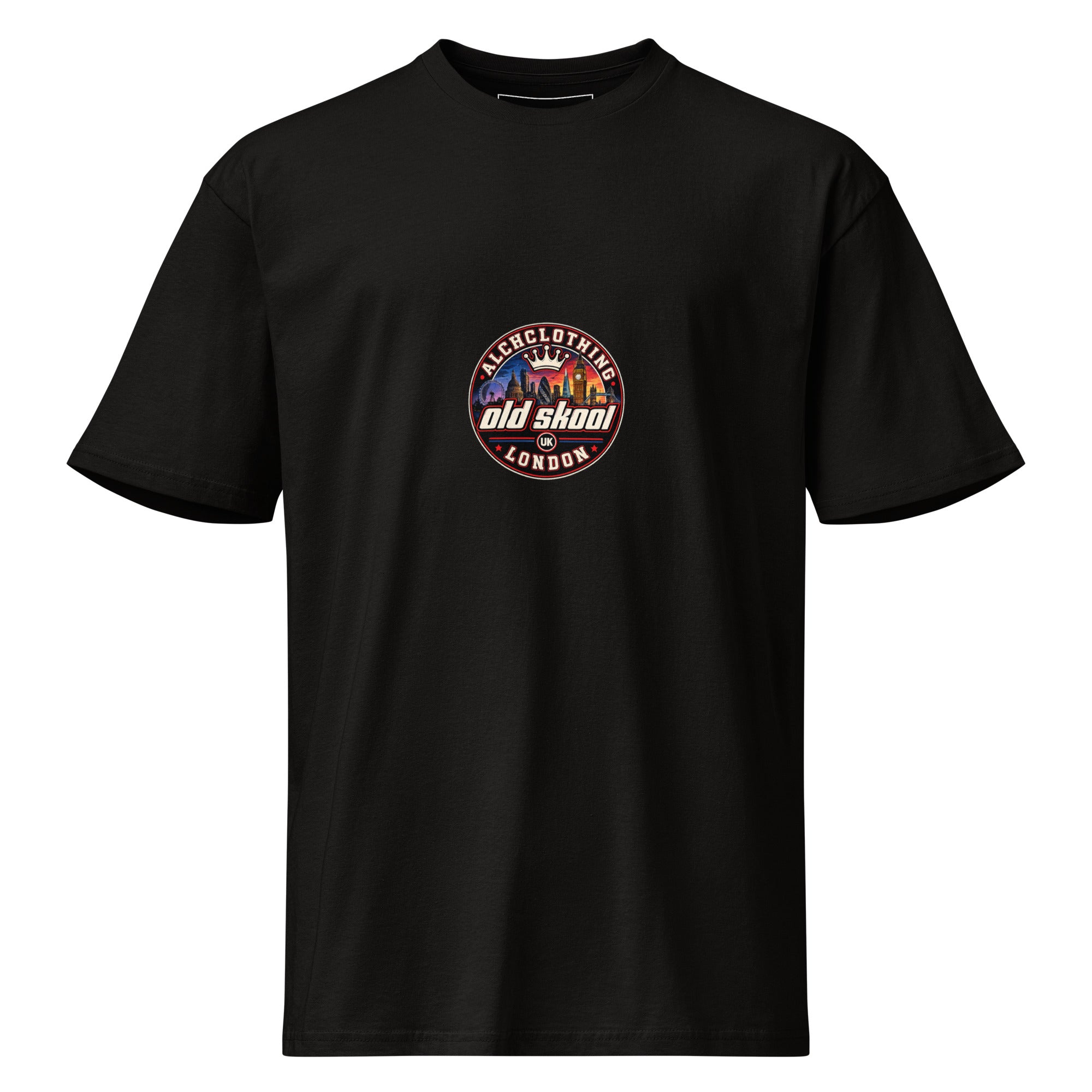 ALCHCLOTHING old skool Cotton Heritage Men's Premium Short Sleeve Tee Black