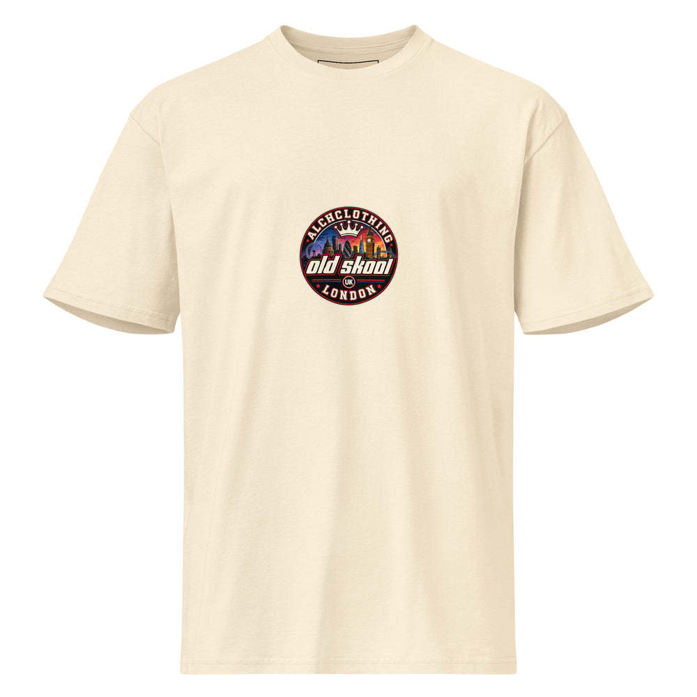 ALCHCLOTHING old skool Cotton Heritage Men's Premium Short Sleeve Tee Vintage White