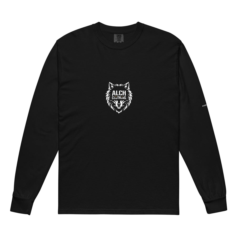 ALCHCLOTHING Wolf Garment-dyed heavyweight long-sleeve shirt Black