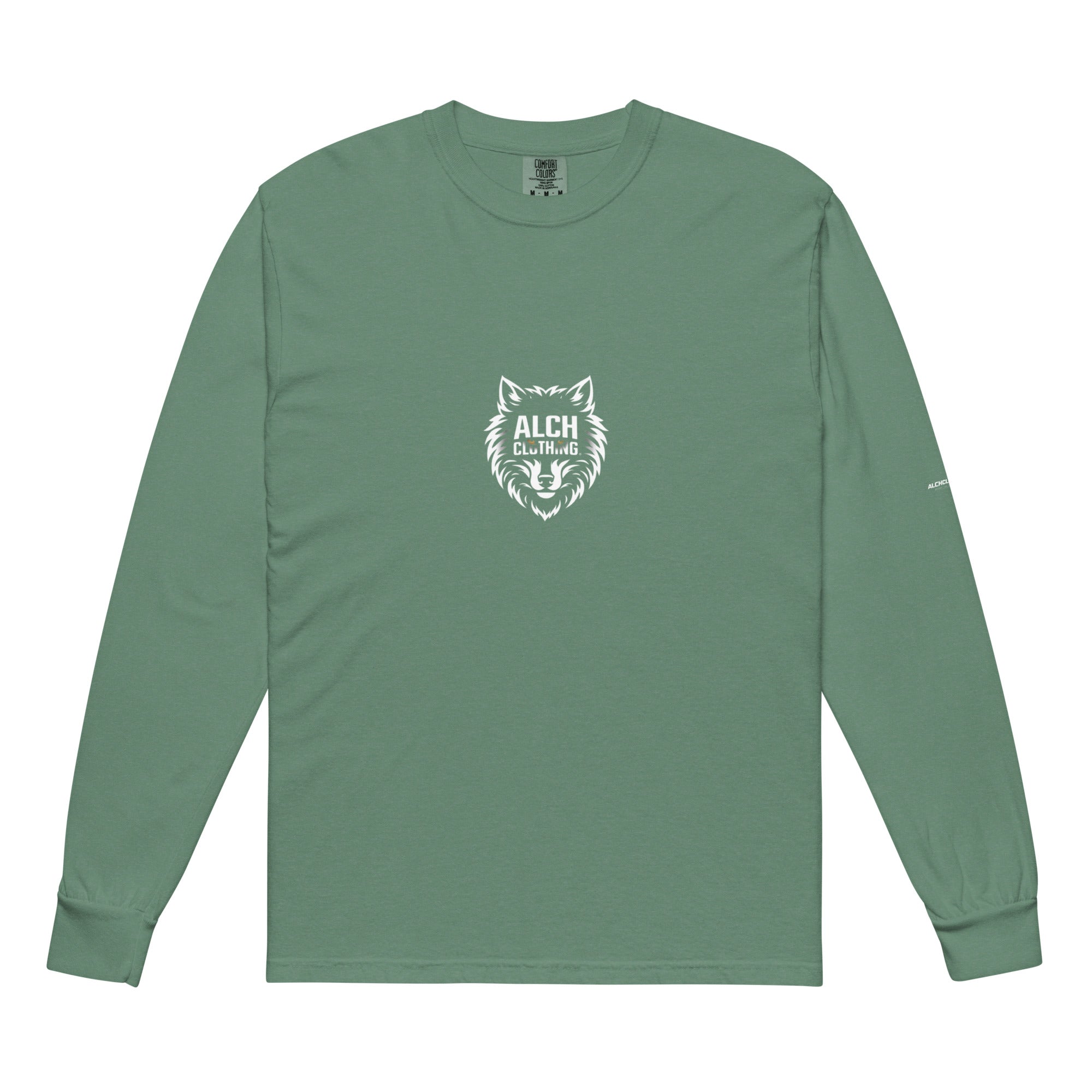 ALCHCLOTHING Wolf Garment-dyed heavyweight long-sleeve shirt Light Green