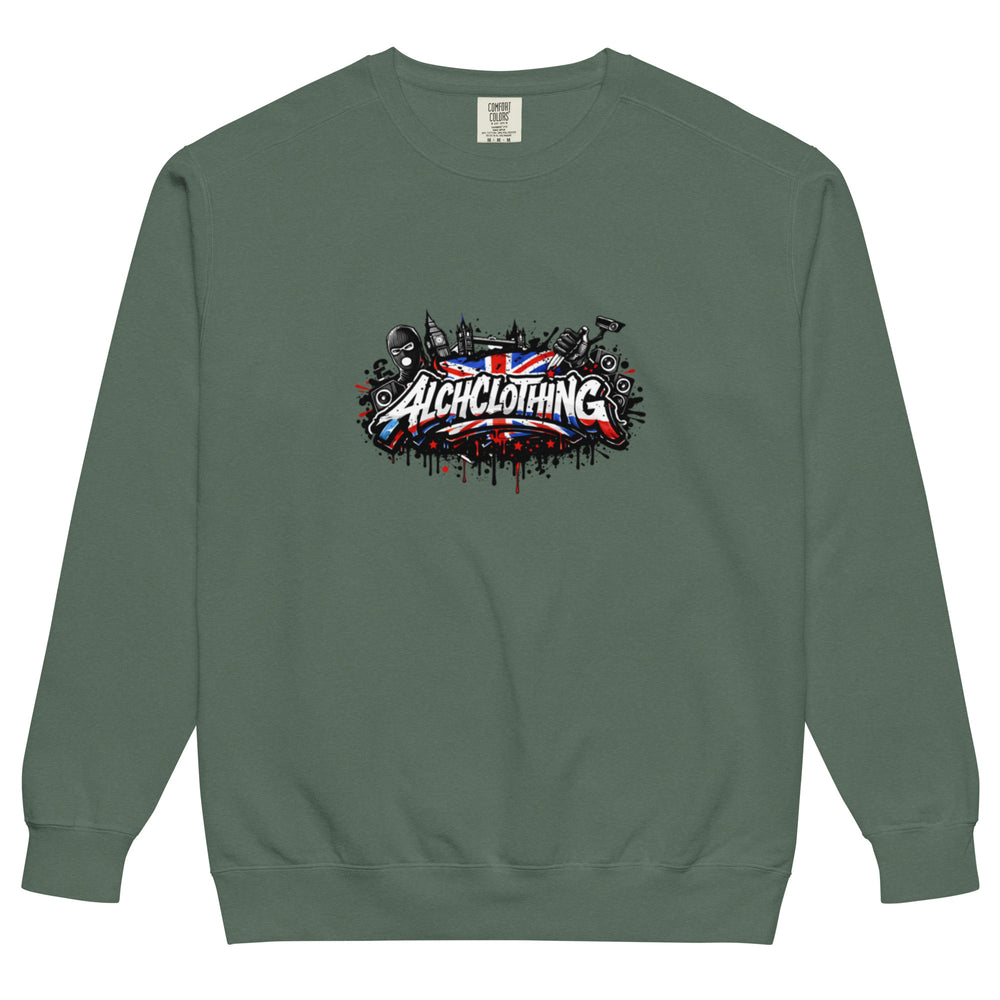UK ALCH garment-dyed sweatshirt Blue Spruce