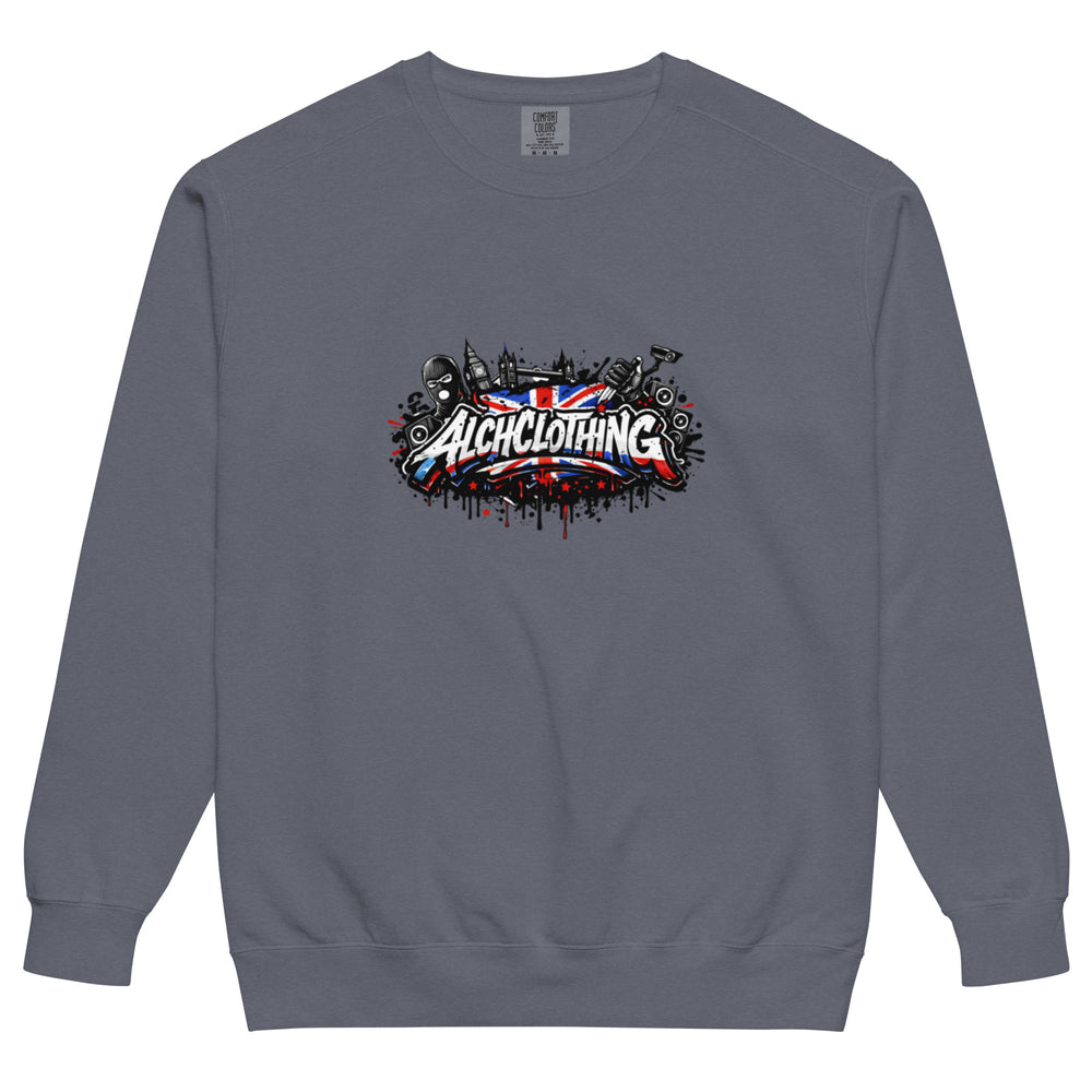 UK ALCH garment-dyed sweatshirt Denim