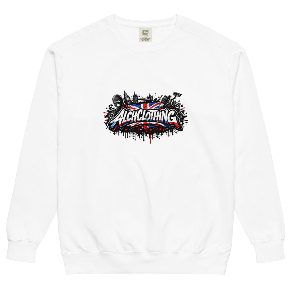 UK ALCH garment-dyed sweatshirt White