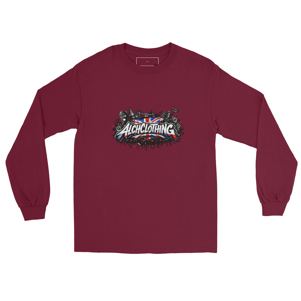 UK ALCH Men’s Long Sleeve Shirt Maroon