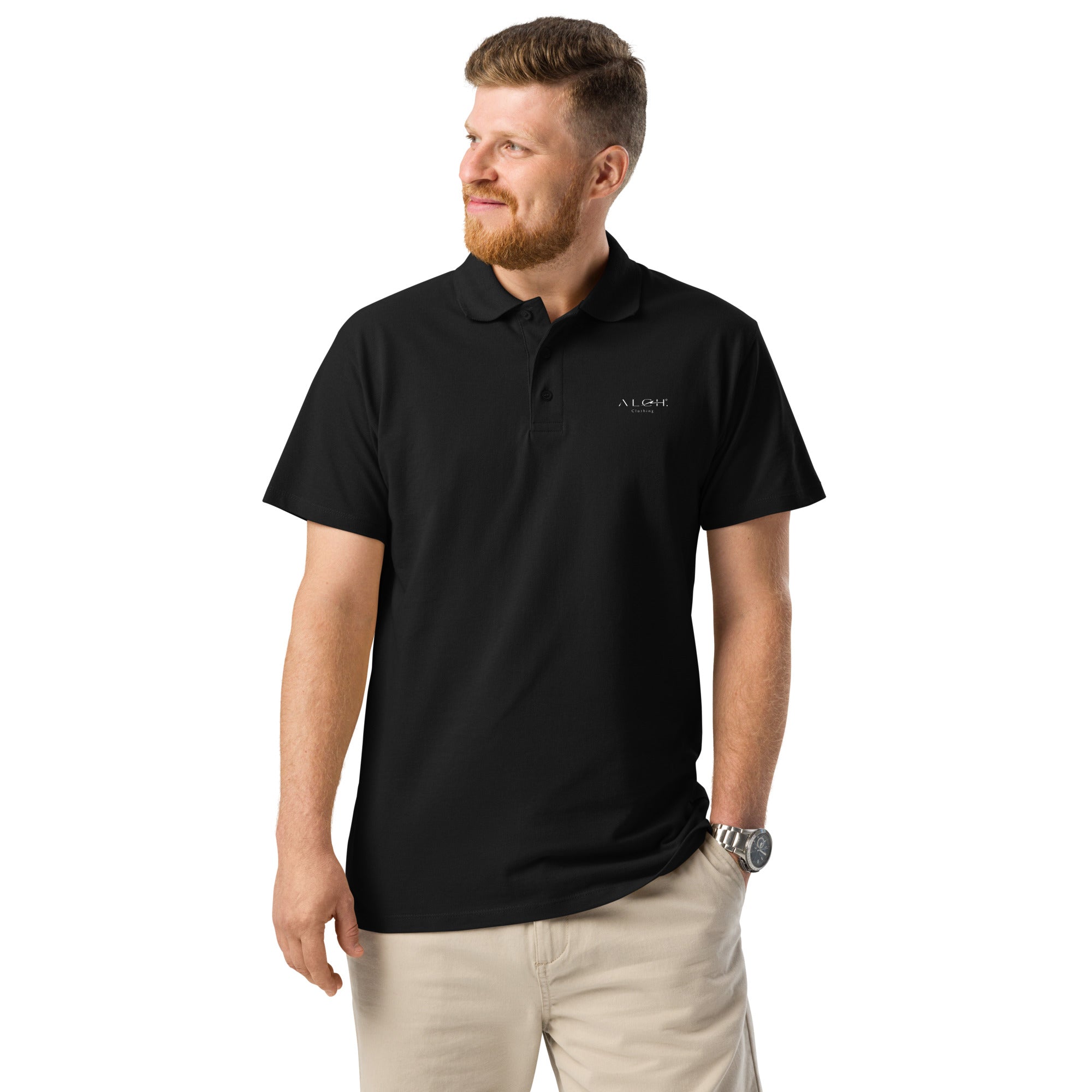 ALCHCLOTHING Premium pique polo shirt Black